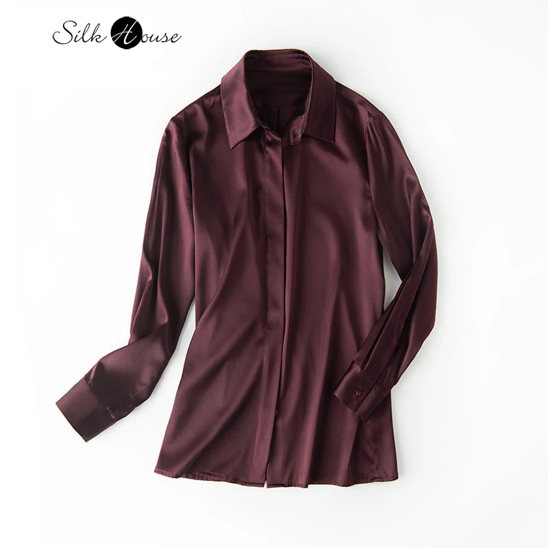 2024 Spring Women's Fashion Commuter New Square Neck Long Sleeved Natural Mulberry Silk Solid Color Casual Office Top