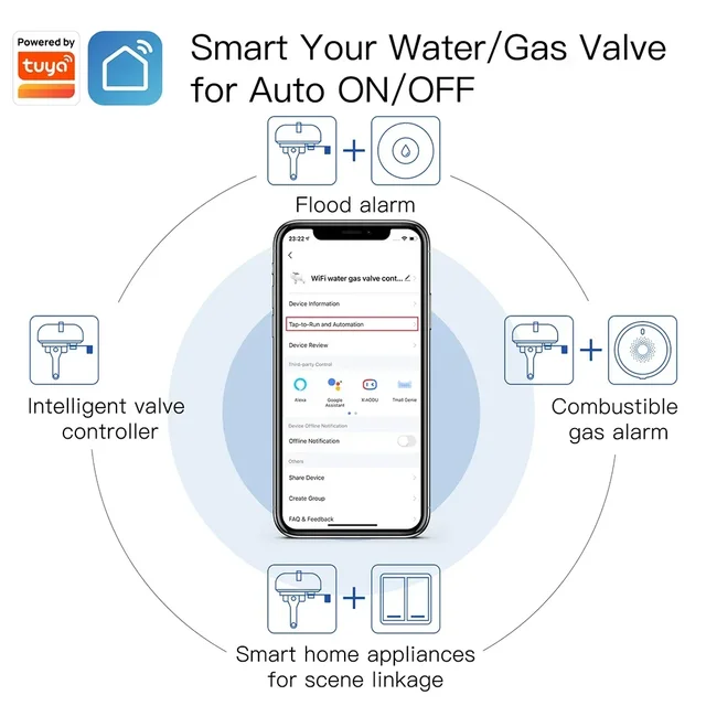 Tuya Smart WiFi/ZigBee Water Gas Pipeline Auto Shut OFF Valve Controller Smart Life APP Remote Control With Alexa Google Home 2