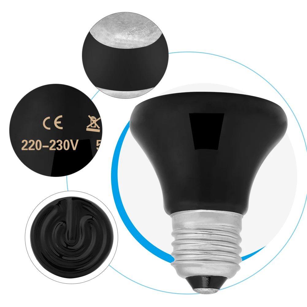 Reptile Heating Lamp Reptile Light Bulb Reptile Lamp Bulb Infrared Heater Lamp Reptile Heater Lamp 50-100W Infrared Ceramic Emitter Pet Reptile Light Bulb Heat Emitter Bulb