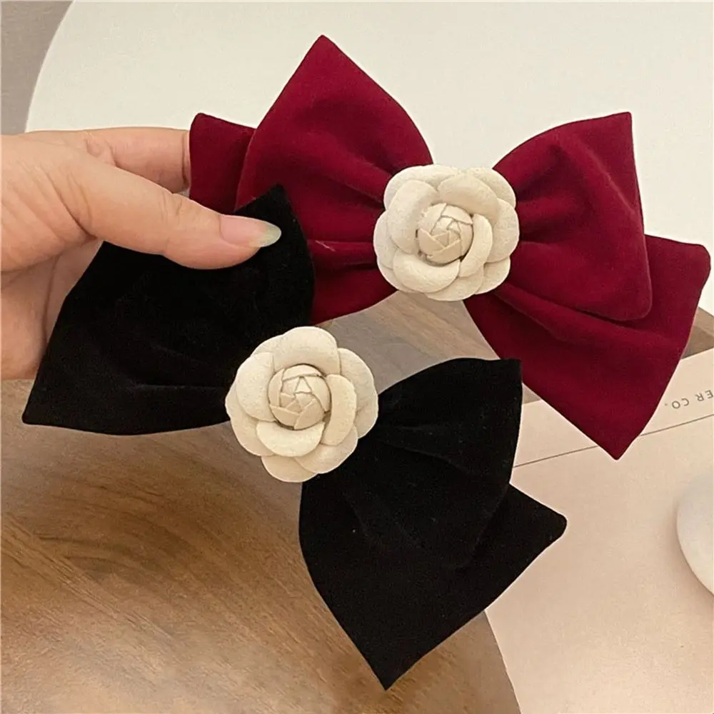 

Retro Velvet Camellia Bow Hairpin Hair Barrettes for Women Fashion Girls Flower Bowknot Spring clip Hair Accessories