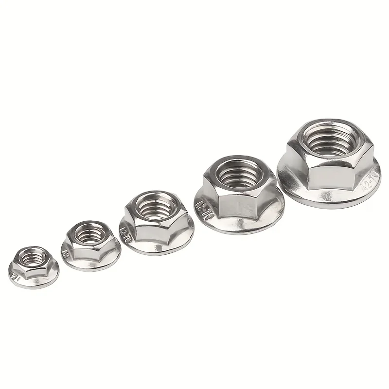 100-teiliges Edelstahl-Sechskant-Flanschmuttern-Set M3-M10, für die Wartung von Maschinenteilen und für den Bau im Außenbereich. – Detail 5