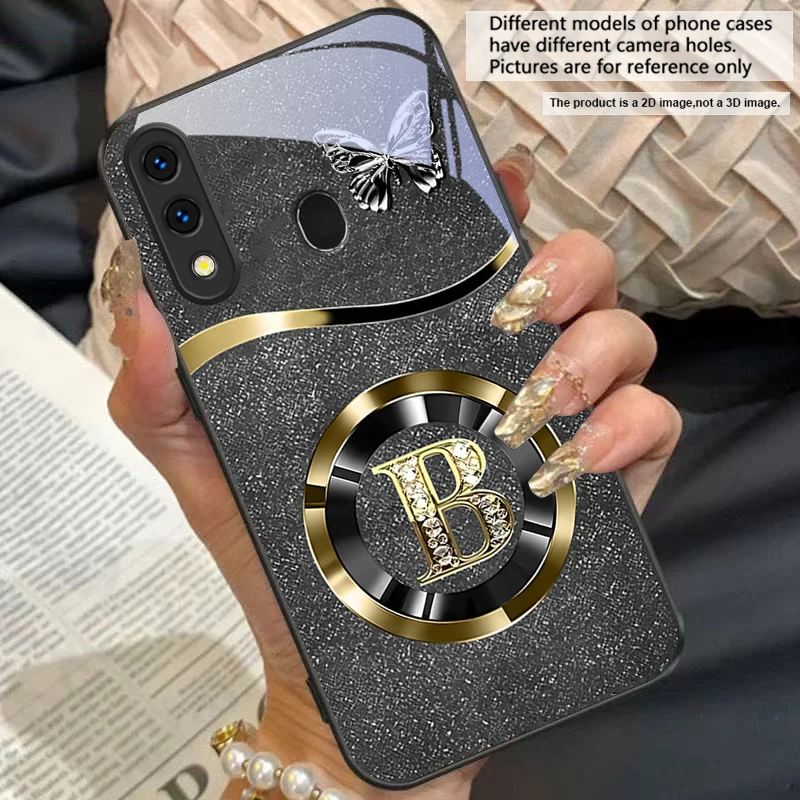 Gold Letter A Badge Glass Phone Case
