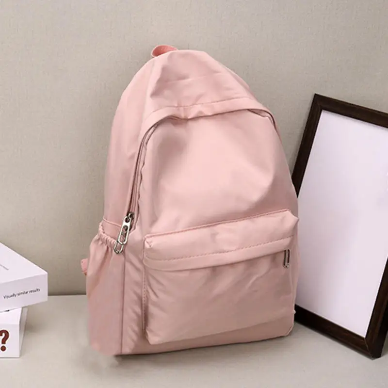 Women's Leisure Backpack Large Capacity Solid Color Simple Fashion College Student Travel Backpack 3