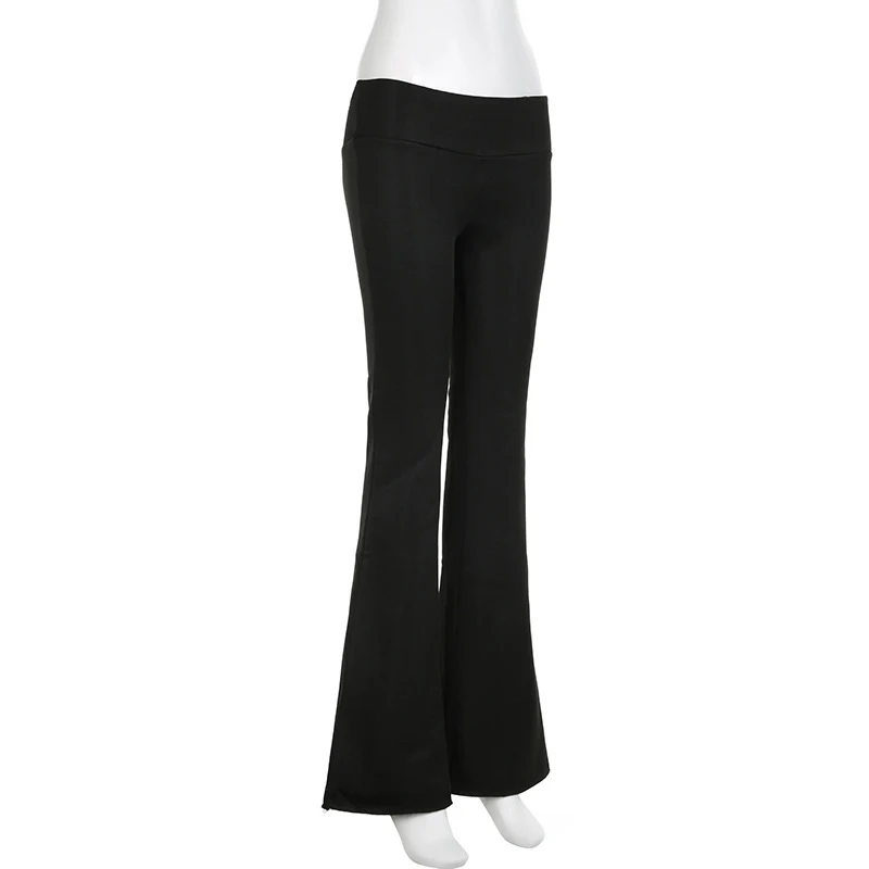 Women's Y2K Slim Low-Waisted Boot Cut Flare Pants Casual Sexy Basic Solid Fashion Streetwear for Autumn Spring