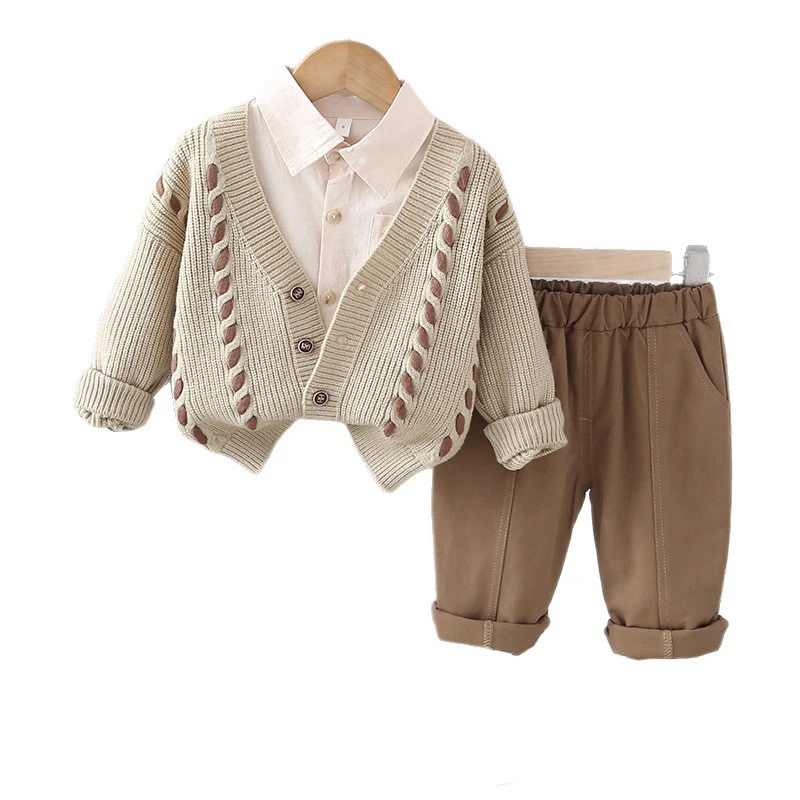 Autumn Kids Clothes Set Cardigan Shirt Pants
