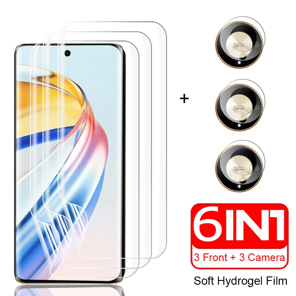 

6 в 1 Передняя Гидрогелевая пленка для защиты объектива для Huawei Honor X9b X50 X 9b 50 HD Full Camera Защитная пленка для экрана из мягкого ТПУ