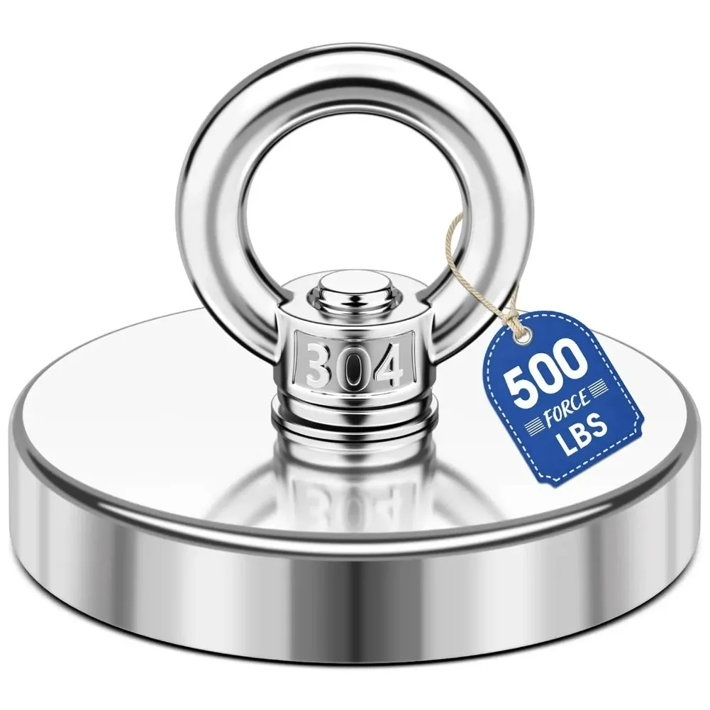 แม่เหล็กนีโอไดเมียมทรงพลังพิเศษ แม่เหล็กตกปลาแรงสูง แม่เหล็กค้นหาพร้อมห่วงตาไก่สำหรับกู้ภัย ตกปลาด้วยแม่เหล็ก 1