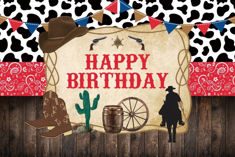 Fotohintergrund Western-Cowboy Motiv – 1,8 X 1,2 M, Mit Pferd & Holzscheune, Für Kindergeburtstag & Partys