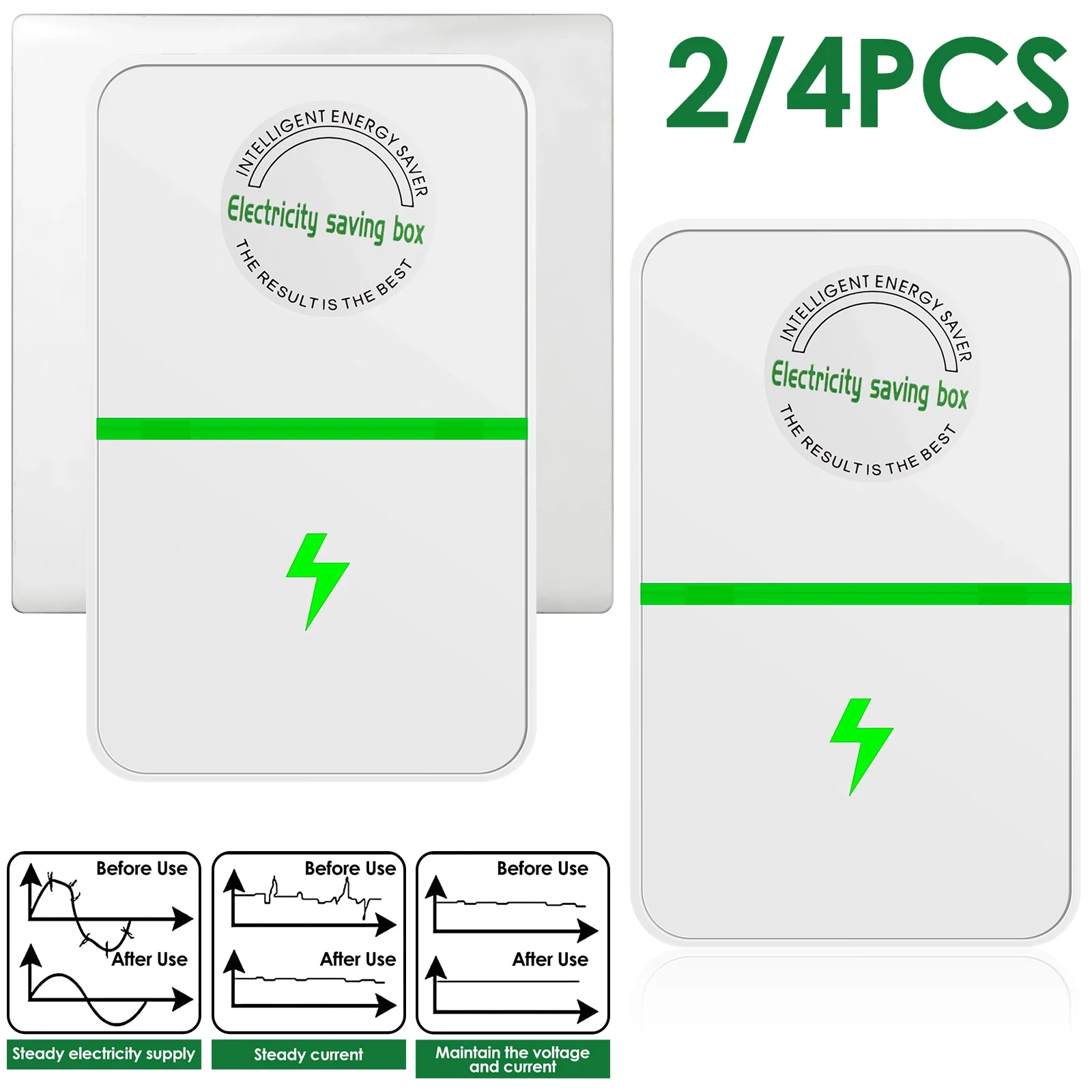 2/4Pcs Electricity Energy Saver 90V-250V Energy Saving Box Watt Factor US Plug EU Stop Adapter power saver