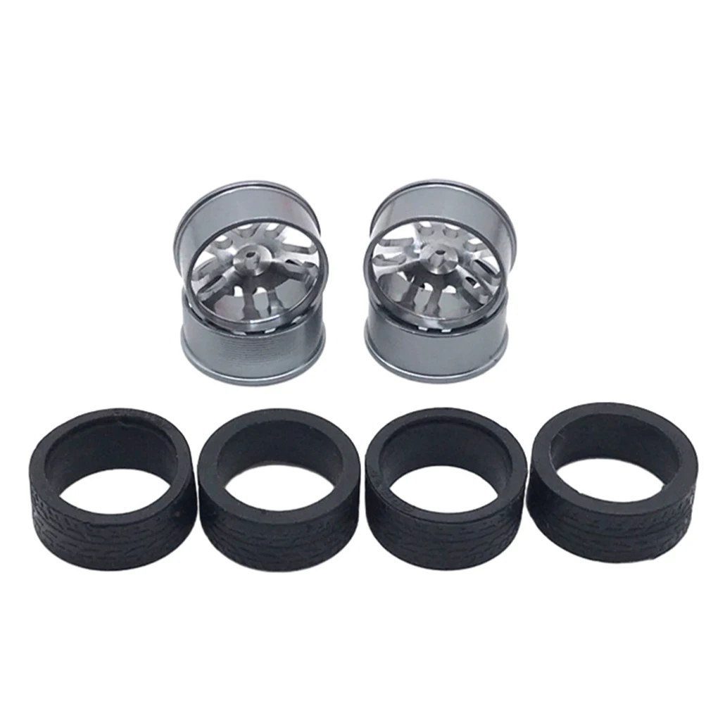 4pcs Metal Drift Wheel & Soft Tire Skin Set for Wltoys 284131 K989 K969 1/28 RC Car Upgrade Parts 4