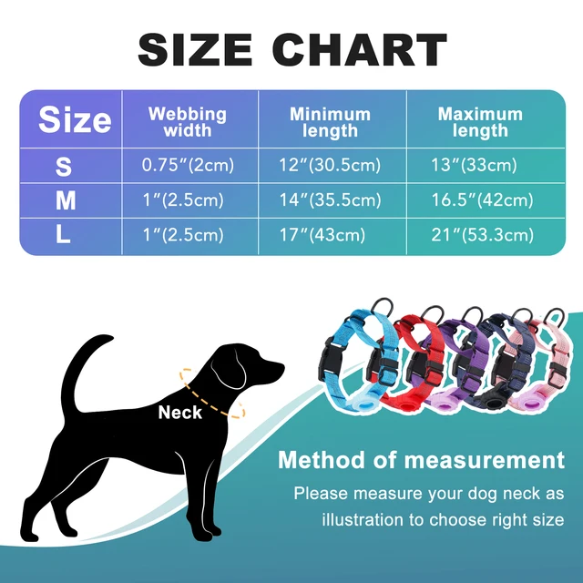 Dog Collar for Small to Large Dogs, Reflective Nylon No Pull Choke Collar with Locator Protective Cover, Metal D-Ring & No Buckl 3
