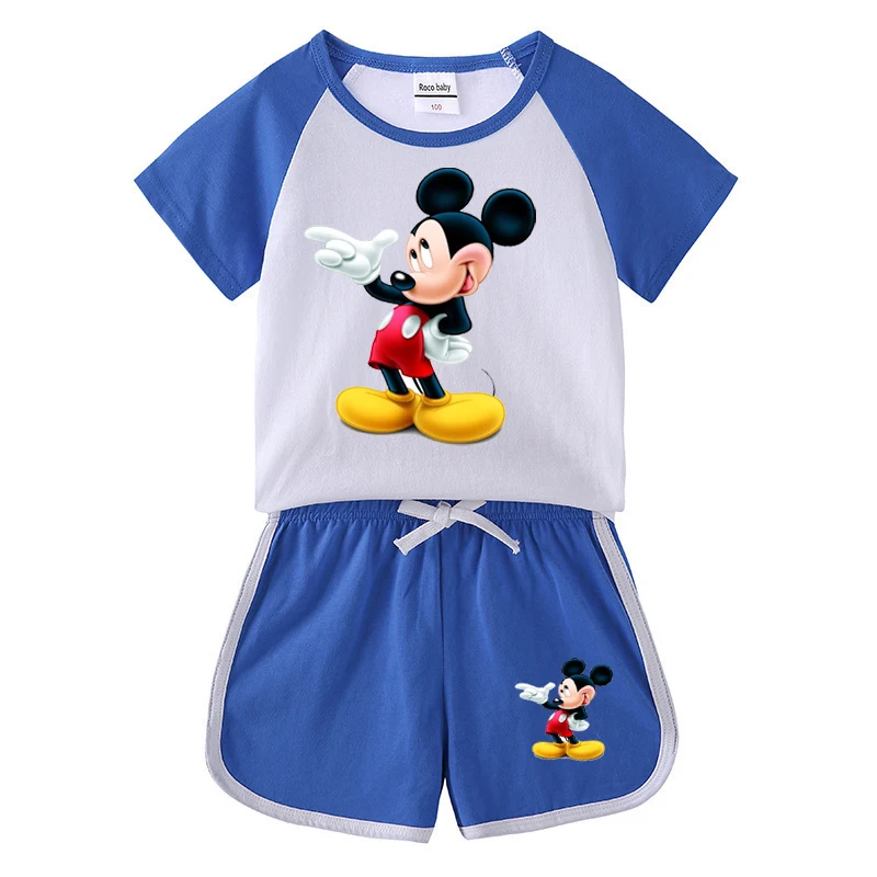 boy kid suit 2022 Casual Kids Disney Mickey Mouse Clothes Sets Brand Cotton Baby Sets Leisure Sports Boy Tee+ Shorts Sets Toddler Suit baby suit boy Clothing Sets