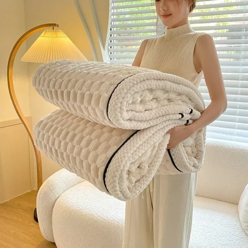 

New Plush Autumn Warm Blankets for Beds Soft Coral Fleece Sofa Throw Blankets Comfortable Thicken Bed Sheet