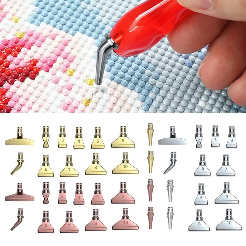 Drill Pen Metal Tips 13 PCS Diamond Drill Pen Heads Kit With Good Adhesion Stainless Steel Tip For Diamonds Painting Pens With