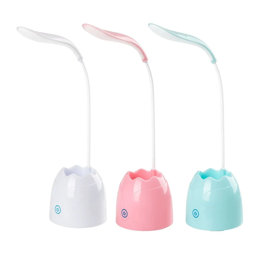USB 펜꽂이 눈 보호 책상 램프, 공부 학생 기숙사 침실 침대 옆 LED 터치 독서 책상 램프