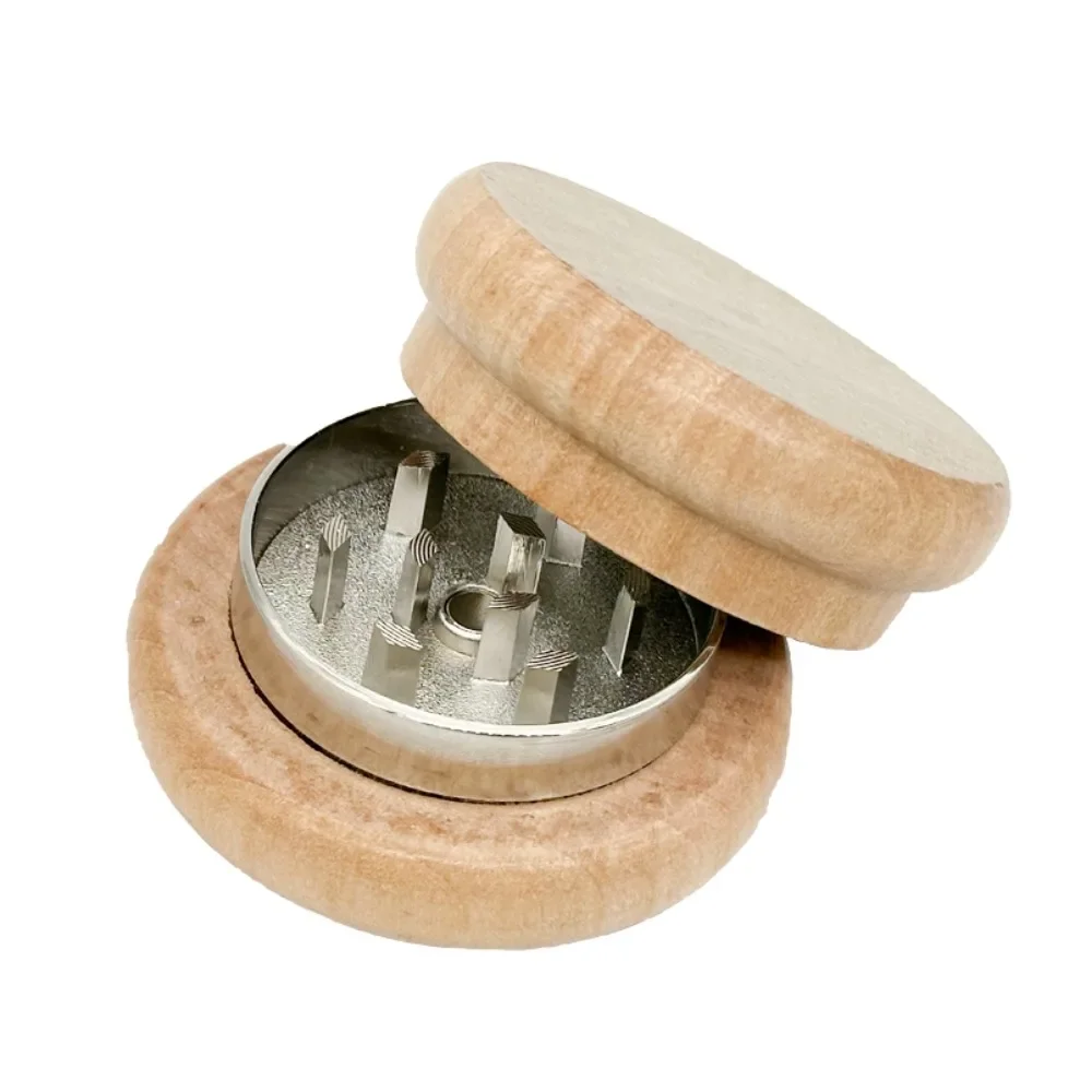 53mm Wood Grain Shaped Herb Grinder 2-layer Metal Caliper Herb Grinder