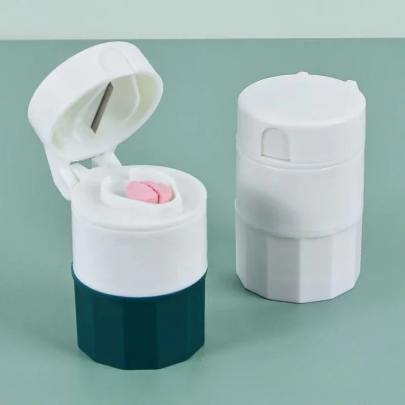 Pill Grinder Multifunction Portable Powder Tablet Cutter Medicine Splitter Box Storage
