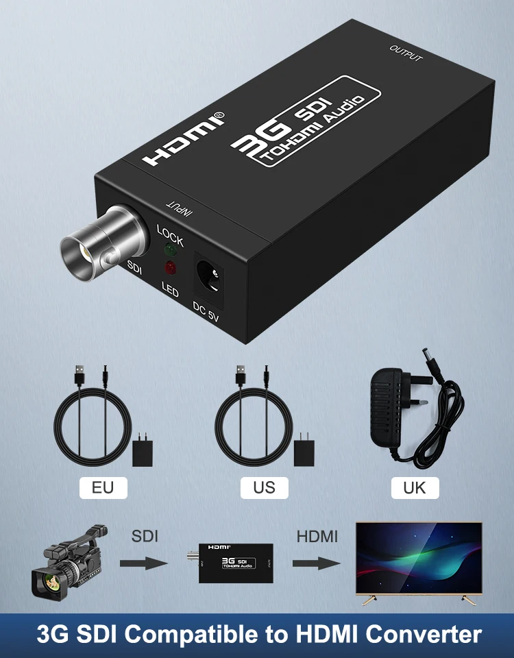 

1080P 3G SDI совместимый с HDMI конвертер SDI адаптер аудио HD-SDI/3G-SDI адаптер BNC DAC конвертер для монитора HDTV дисплеев