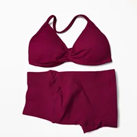 Seamless 2 Pieces Strappy Yoga Halter Bras Sets Scrunch Butt Sports Shorts Quick Dry Backless Gym Crop Tops with Pad Push Up Set - Image 4