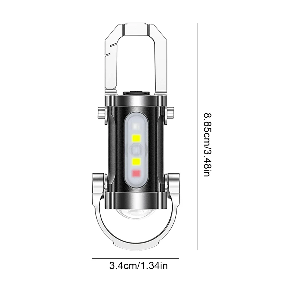 Mini Flashlight Multifunctional COB LED Keychain Flashlight USB Rechargeable Ultralight Camping Flashlight for Outdoor Emergency