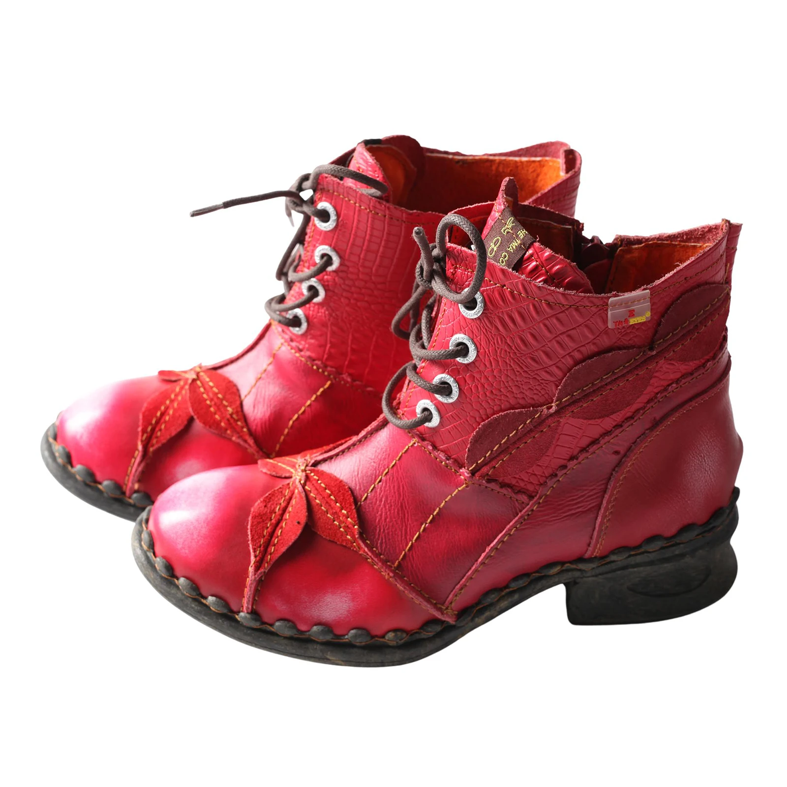 

Brand Washed Leather Oxford Women's Boots Mother Shoes