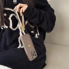 Charming 3D Golden Heart Soft Case with Wrist Chain and Shockproof Design