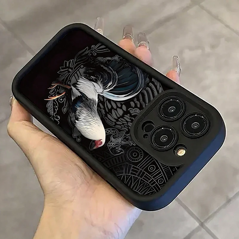 Artistic 2D Rooster & Eagle Graphic Print Phone Case