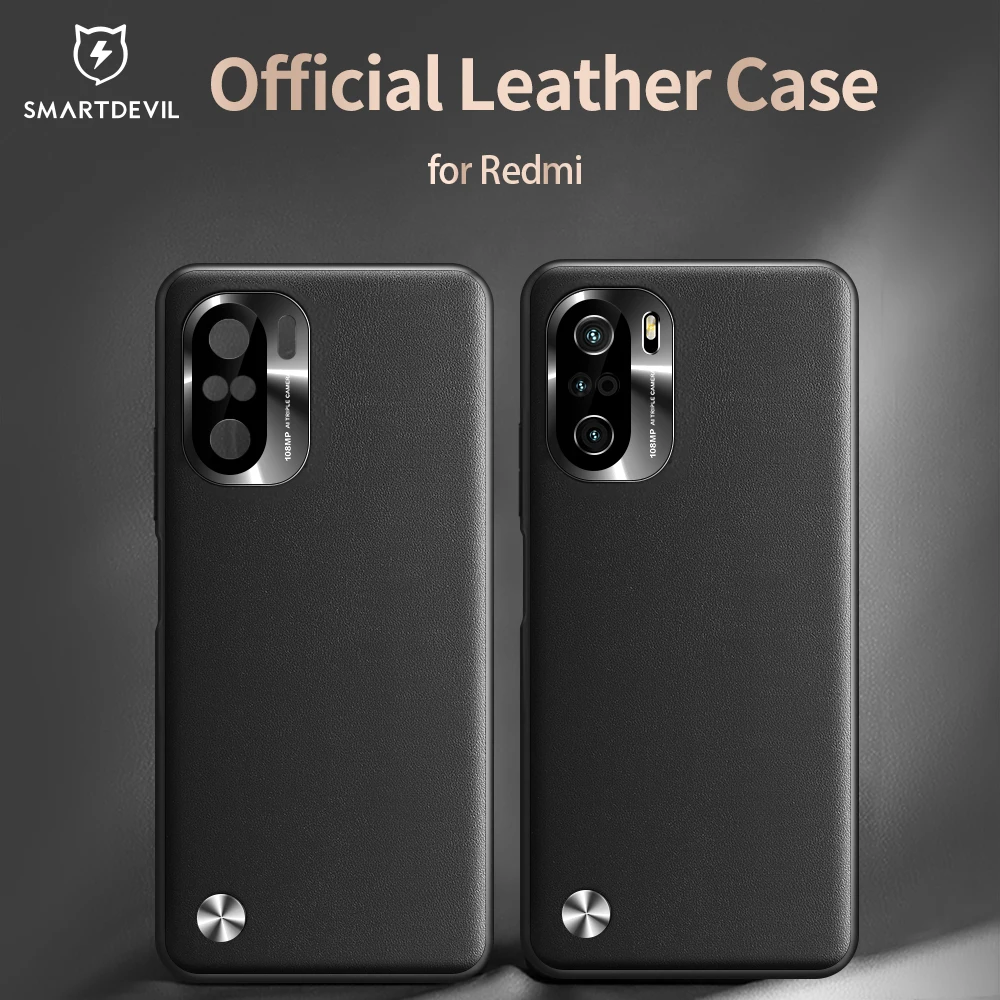 SmartDevil-Funda de cuero liso para Xiaomi POCO F3, mi 11i, Remi