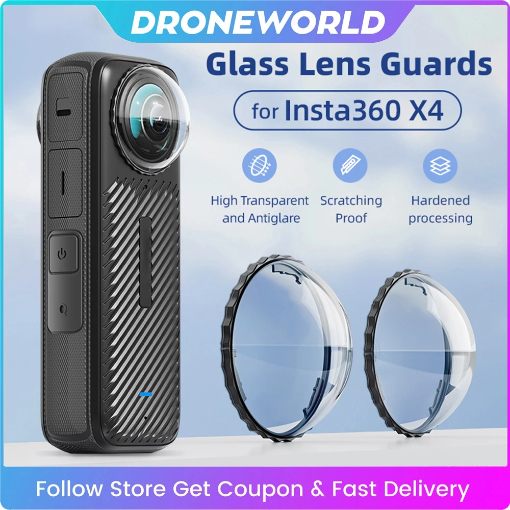 Lens Guards Cap For Insta360 X4 Anti-Scratch Tempered Glass Lens Cover Rotating Protector For Insta 360 X4 Camera Accessories