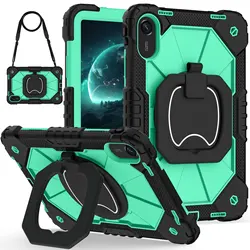 Heavy Duty Shockproof Rotating Stand Case with Shoulder Strap for Redmi Pad2 11 2025 (Mint green)