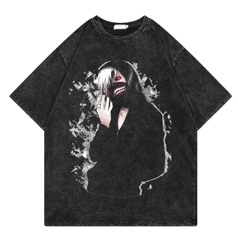 

Tokyo ghoul Manga Washed Tee Shirt Men Women Fashion Japan Anime T Shirt Streetwear T-Shirt O Neck Oversize Top