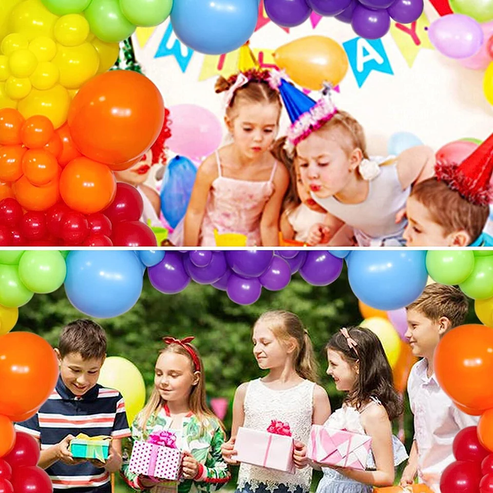 164 Piece Rainbow Balloon Arch Kit - Multi Color Latex Balloons For Party Decorations