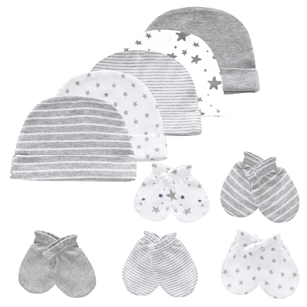 0-6M 10Pcs Newborn Cap+Gloves Set 2