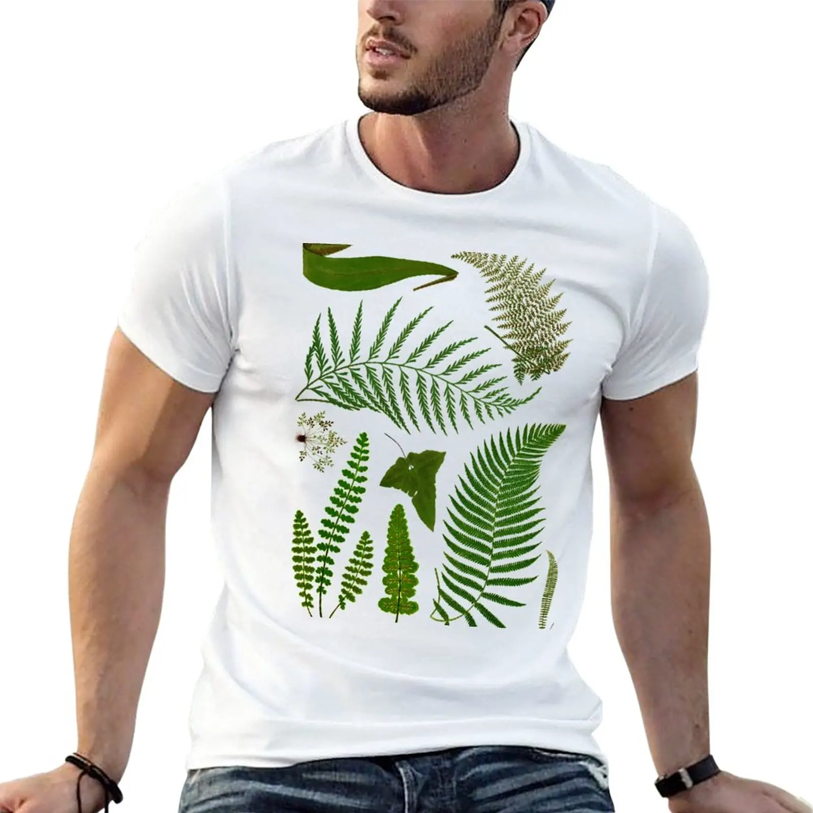 T-Shirt Botanical Ferns And Muses Chart T T-Shirt Da Uomo Ad Asciugatura Rapida Con Pesi Massimi