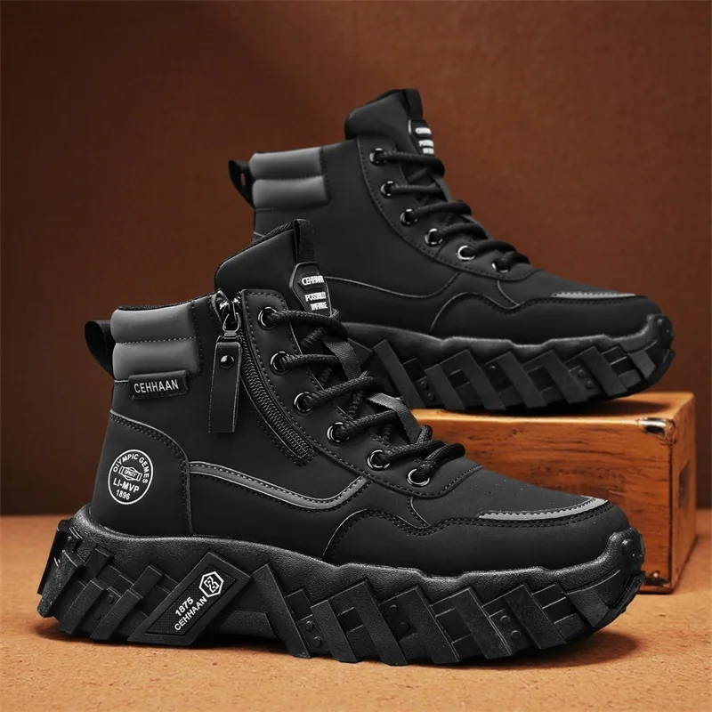 Botines altos de hombre para invierno con forro casuales_voghion.com