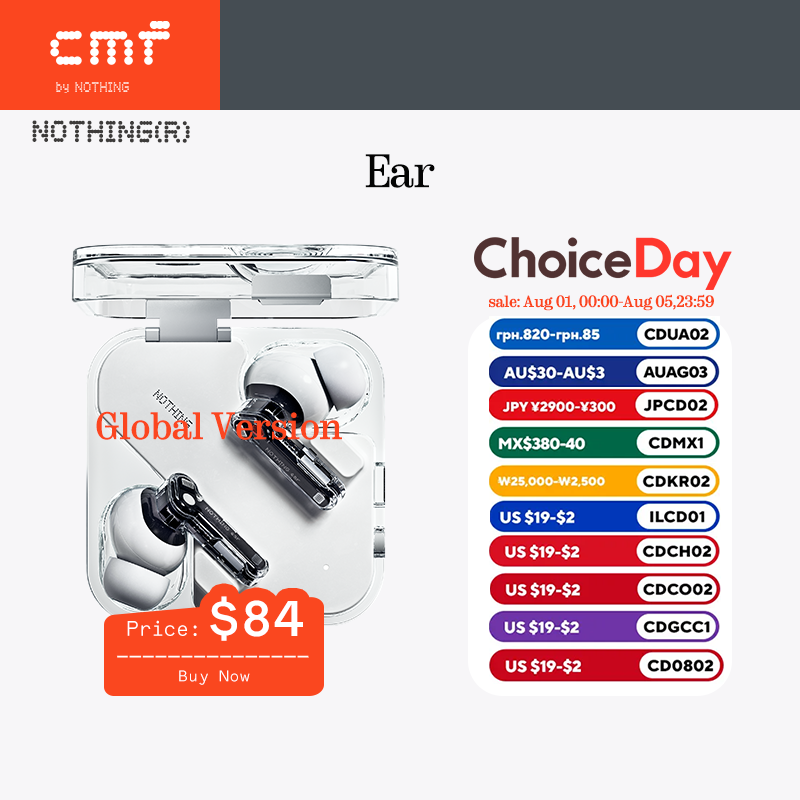 Nothing Ear 45 dB ANC 11mm driver 24-bit Hi-Res Audio with LDAC & LHDC 45 dB ANC Up to 40.5 hours of listening time EAR ear（3）