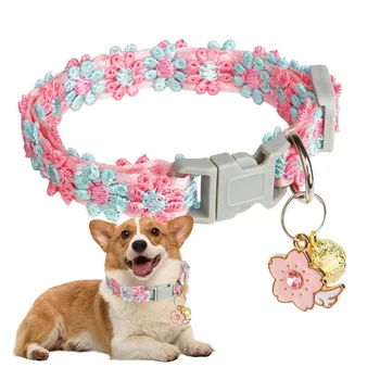 Cherry Blossom Embroidered Cat Collar 1
