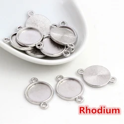 Versatile Multicolor Plated Cabochon Pendant Charm with Adjustable Base Size - 8mm x 50pcs (Rhodium)