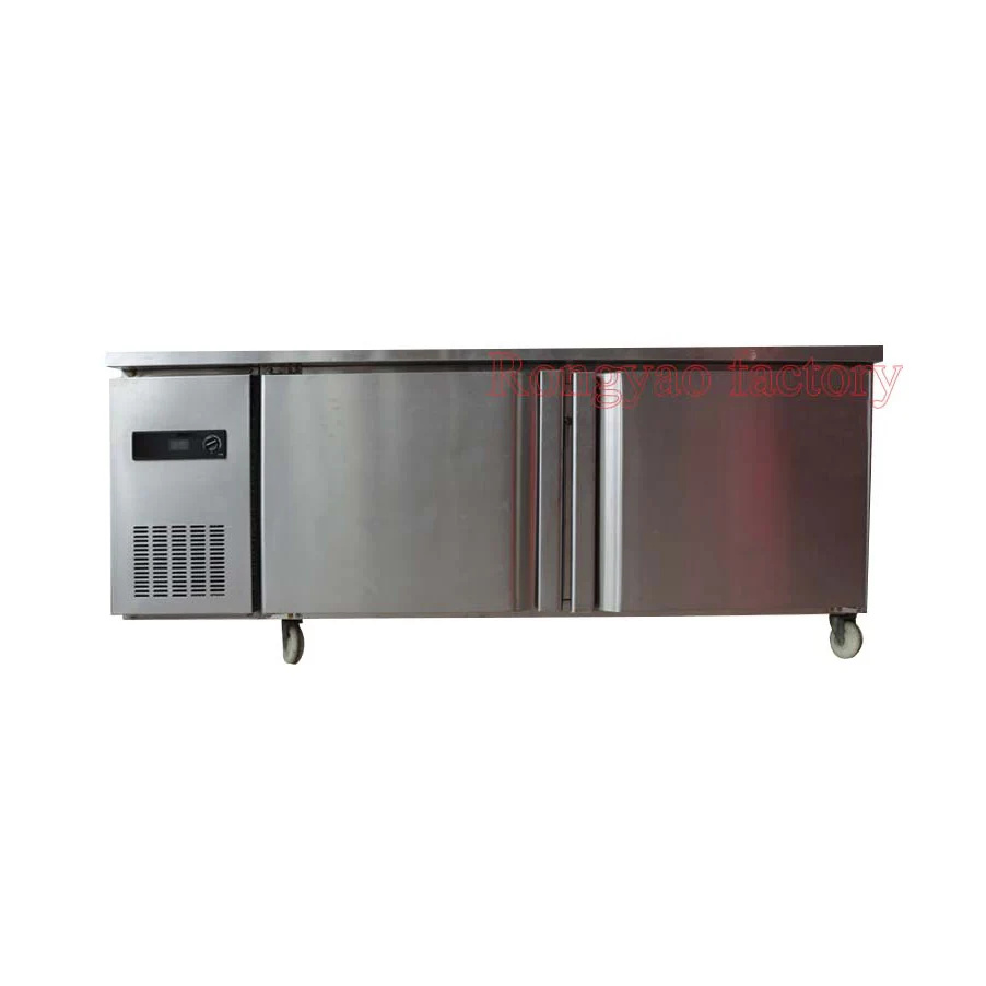 1.8m Commercial Stainless Steel 2 Doors Refrigerator Freezer Fridge Work Bench Under