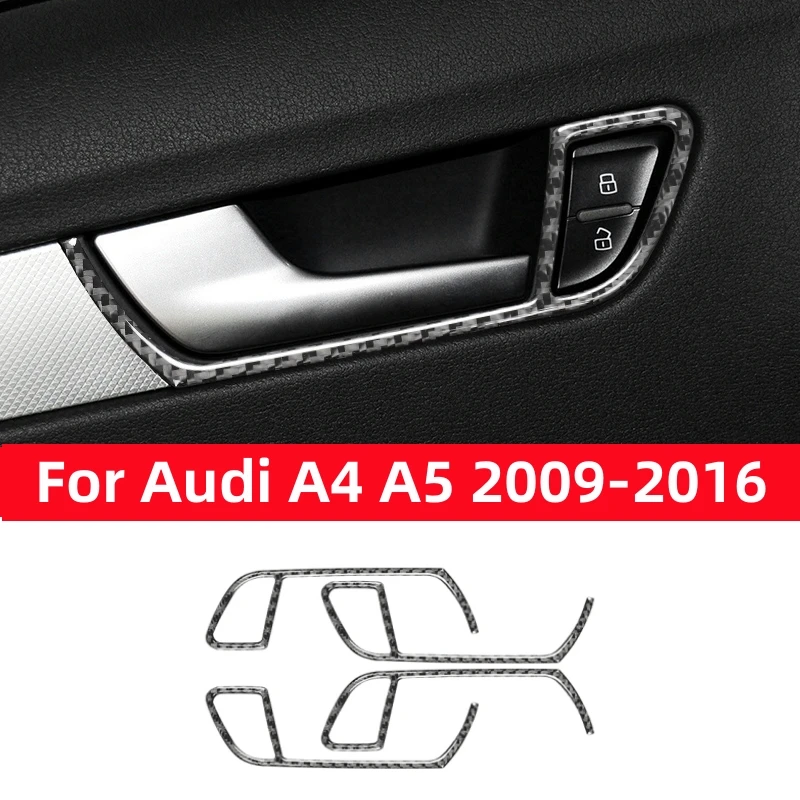 Аксессуары для Audi A4L A4 B8 2009-2016 Q5 2009-2017 A5 2008-2017, карбоновая внутренняя дверная ручка, рамка, декоративная крышка, отделка topicksap пара верхняя передняя подвеска рычаг управления для audi a4 8k2 8kh b8 8k5 a5 8f7 q5 2007 2017 8k0407509a 8k0407510a