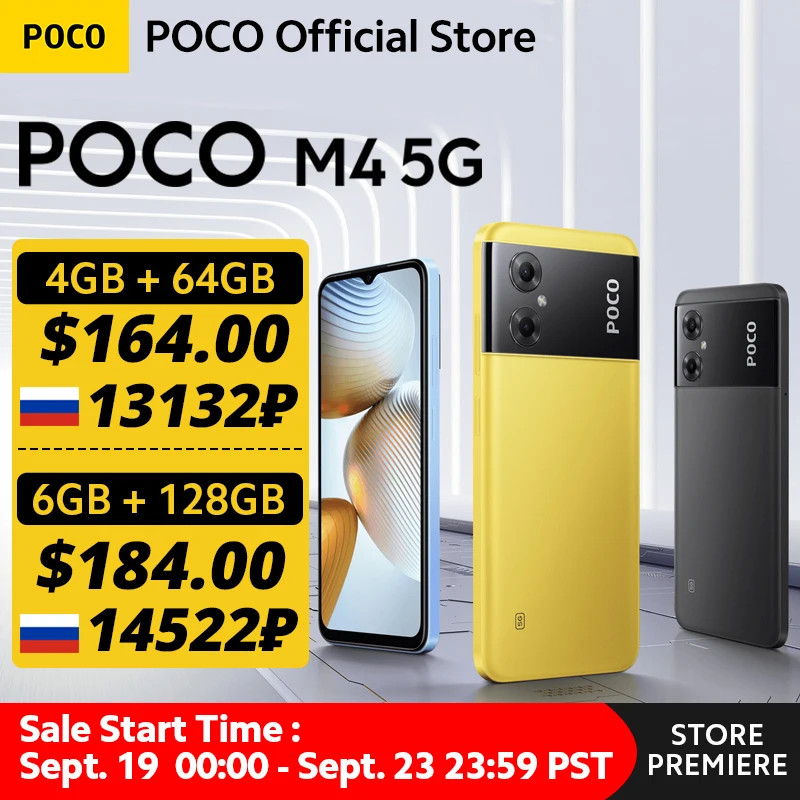  [Premiere] Global Version POCO M4 5G Smartphone NFC 64GB/128GB Dimensity 700 Octa Core 90Hz 6.58\" DotDrop Display 18W 5000mAh 