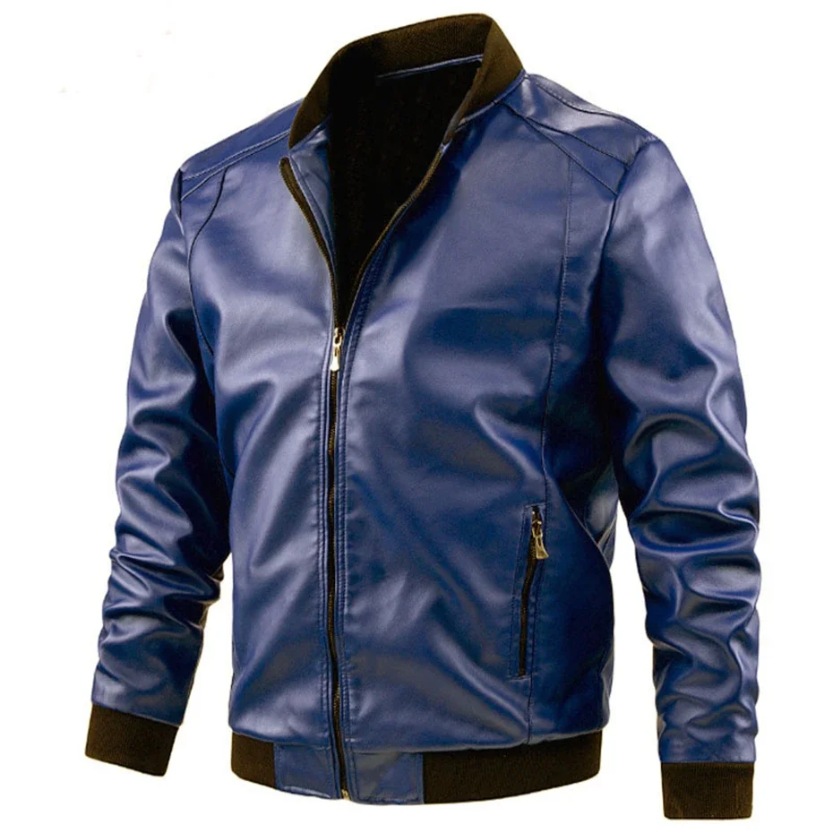 Plus Size 6XL 7XL PU Jacket Men Faux Leather Coat Casual Motorcycle Biker Coat Solid Color Leather Jackets Male Big Size 6XL 7XL 4