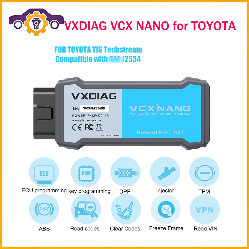 

Новинка 2023, VXDIAG VCX NANO для TOYOTA // Lexus TIS Techstream V16.20.023, совместим с J2534, Версия USB