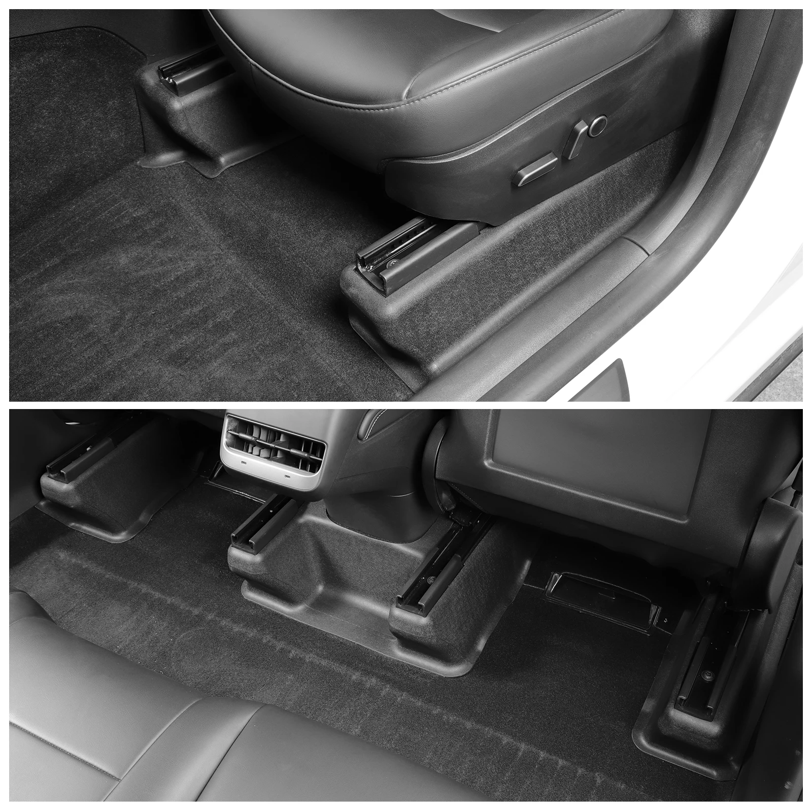 for Tesla Model Y-Under Seat Corner Anti-kick Protector Rear Seat Slide Rails Guard Kit Car Interior Accessories