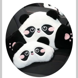 Panda Plush Car Neck and Lumbar Support Pillow Set (Neck and waistpillow)