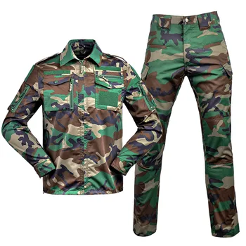 2 Piece Sets Men Breathable Camo Hunting Clothes Cargo Suits Camping Training Suit Jacket+Pants Uniform 4
