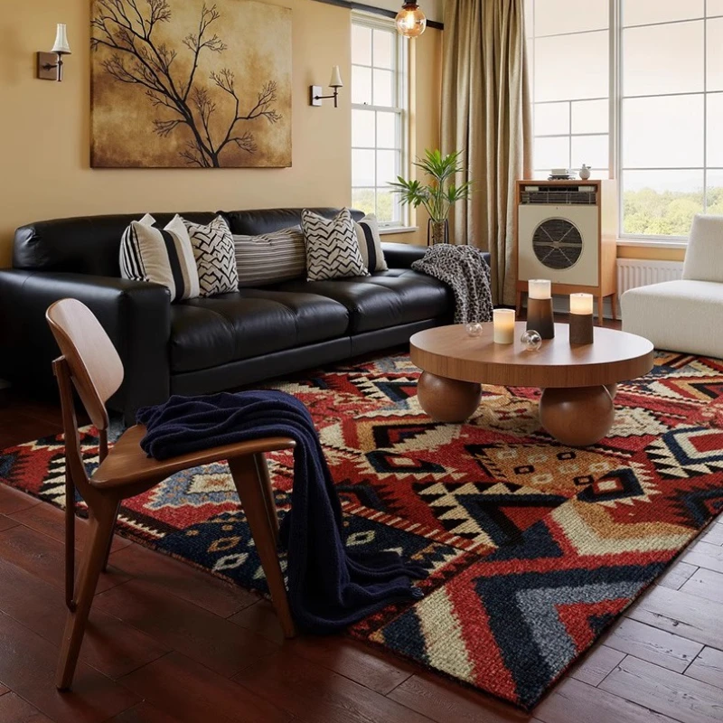 Retro High-end Living Room Carpet Bohemian Style Fashionable Bedroom Rug Large Area Light Luxury Art Sofa Coffee Table Mat Tapis