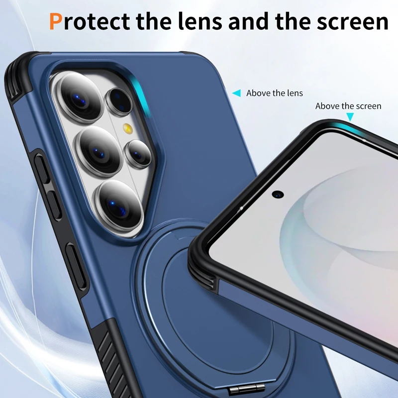 Magnetic Anti-Fall 360° Rotation Stand Protective Case - Durable PC + TPU Cover with Metal Stand