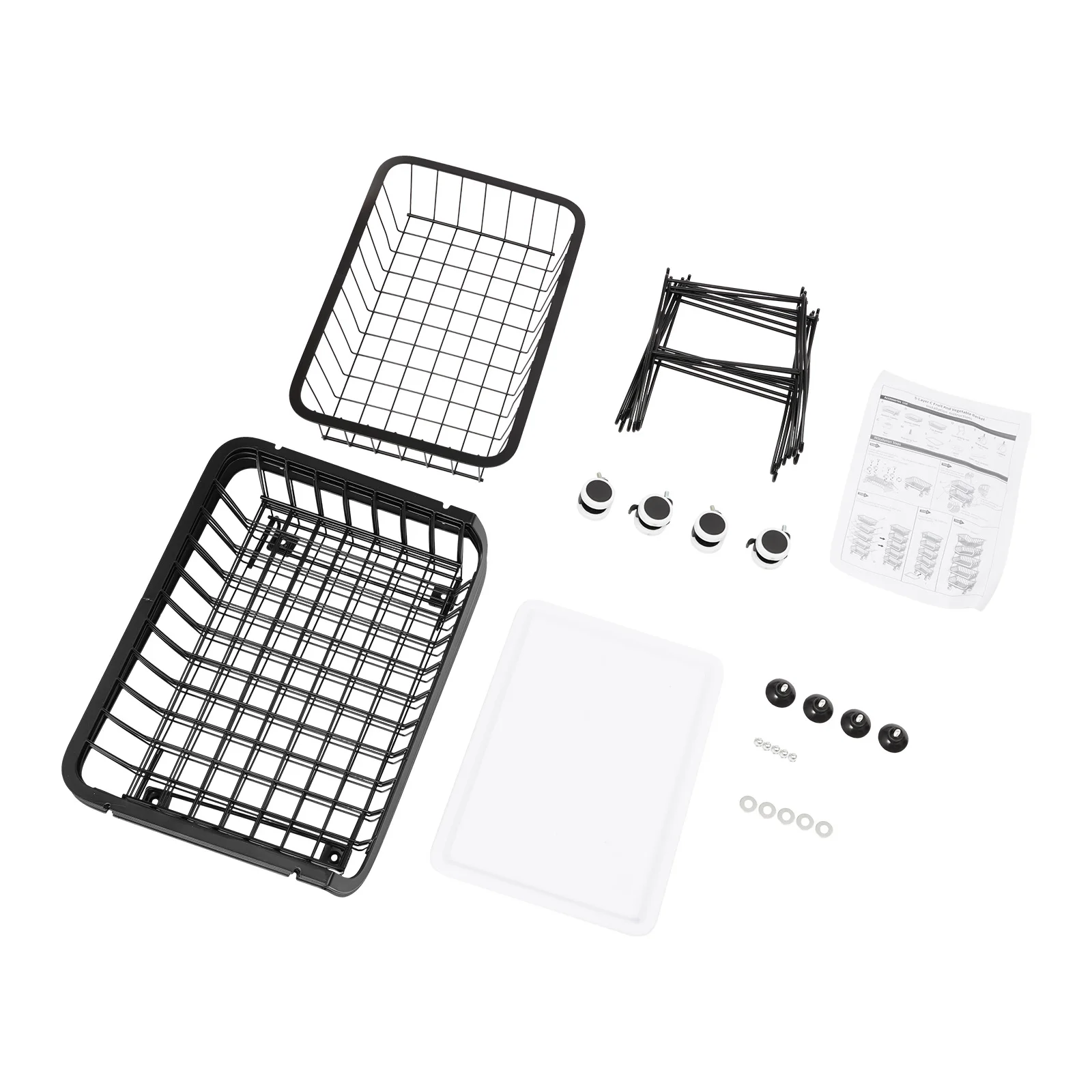 5-stufiger Küchen-Aufbewahrungswagen aus Metall mit Rädern, 10 kg pro Stufe, verstellbarer Organizer für Obst, Gemüse, Gewürze, Speisekammer – Detail 9