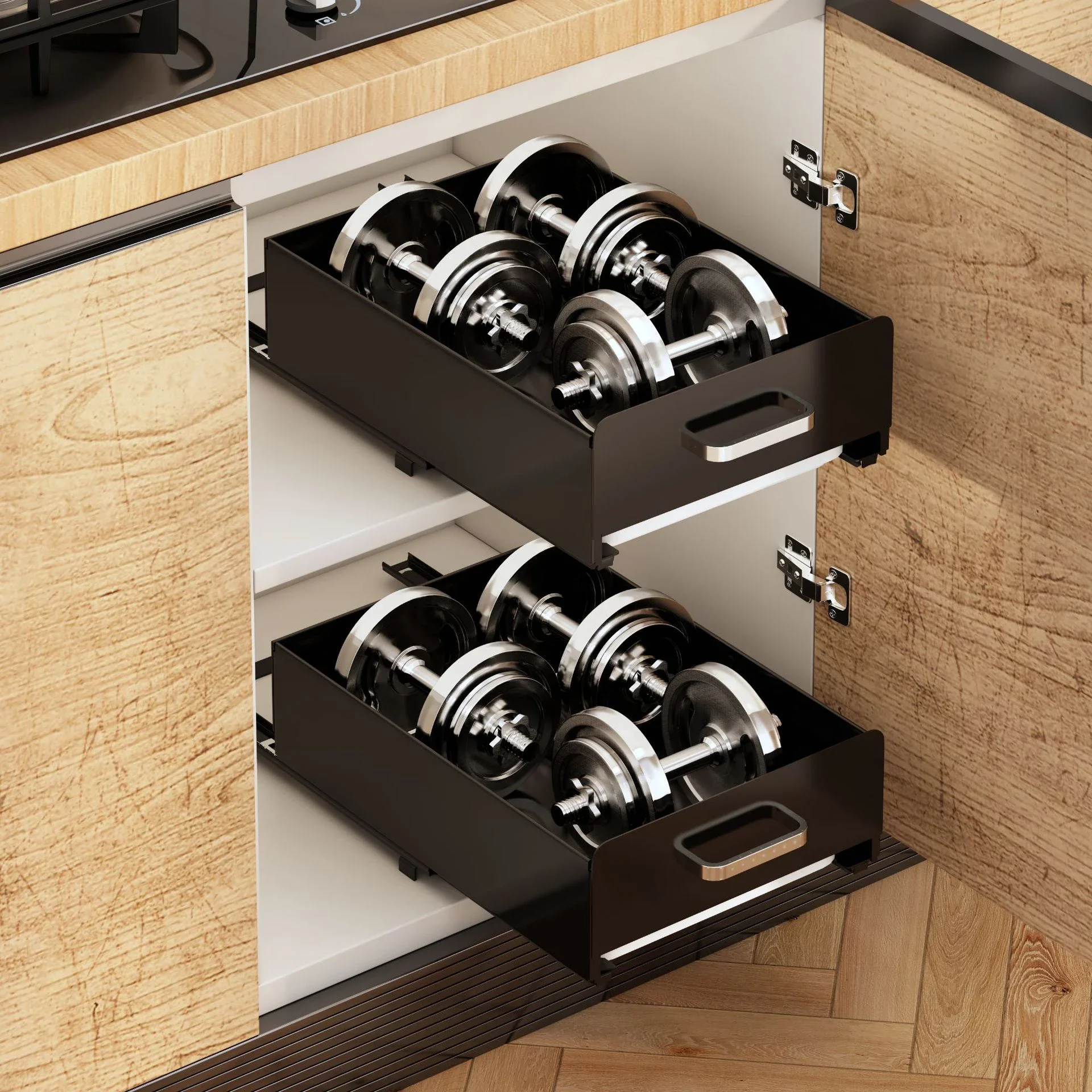 Non-Installation Kitchen Shelf Dish Organizer Cabinet Pull-out Rack Multifunctional Spice Bowls Chopsticks Racks Under Sink 5